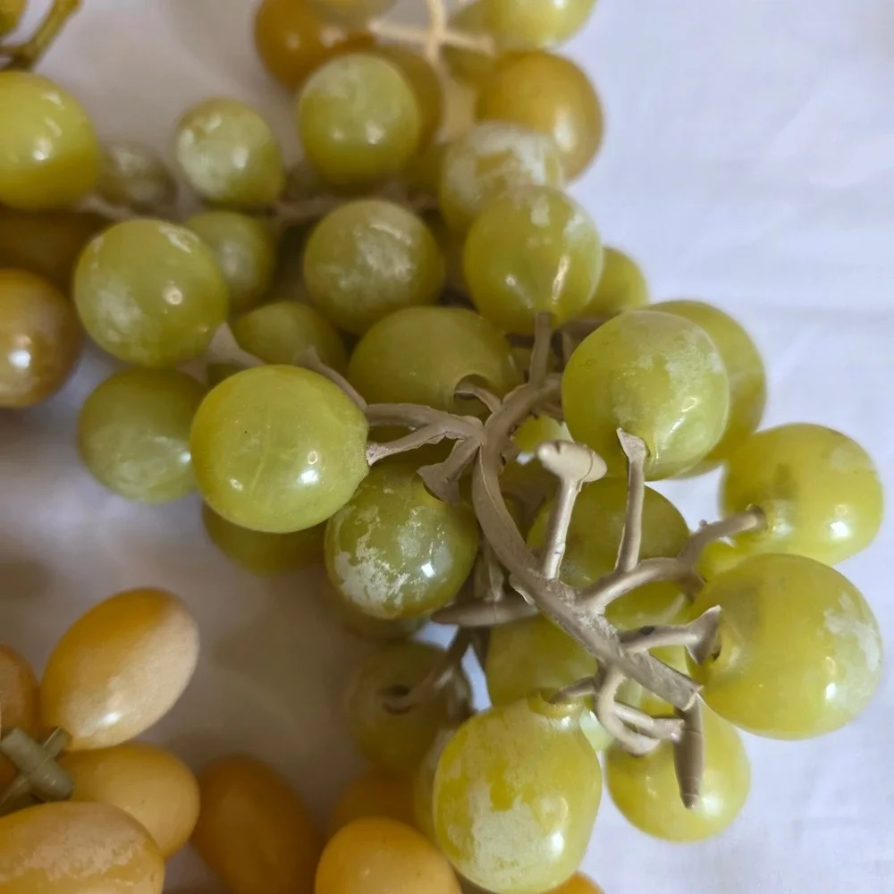 Vintage MCM Lucite Acrylic Grape Clusters Amber Yellow Green Set of 4 Decor